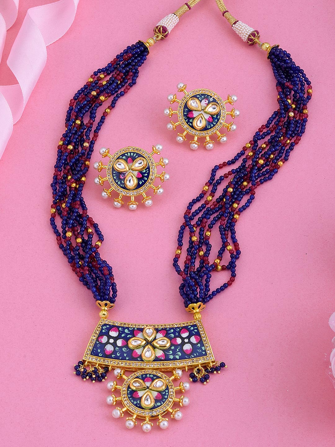 Traditional Enamelled Designer Necklace Set