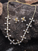 Fancy White Stones Gold Plated Necklace Set