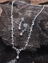 Light Weighted Floral White Plated Necklace Set