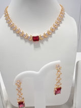 Stylish Blue and Canary Colored Stones Necklace Set