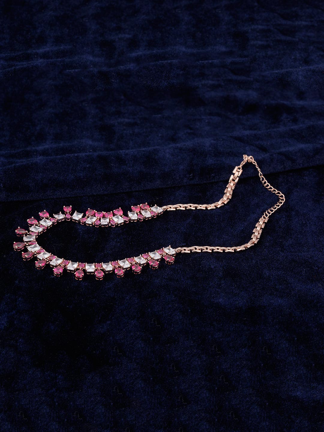 Exclusive Rose Gold Plated Color Stones Necklace Set