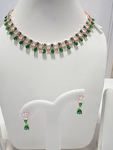Exclusive Rose Gold Plated Color Stones Necklace Set
