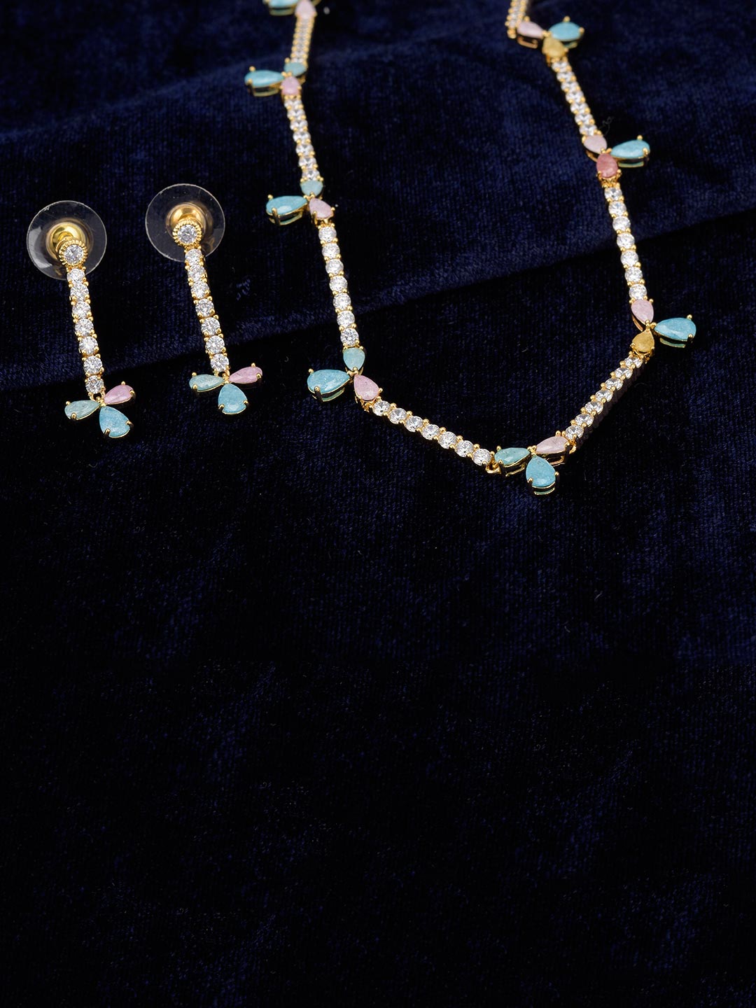 Fine Light Weighted Pastel Color Stones Necklace Set