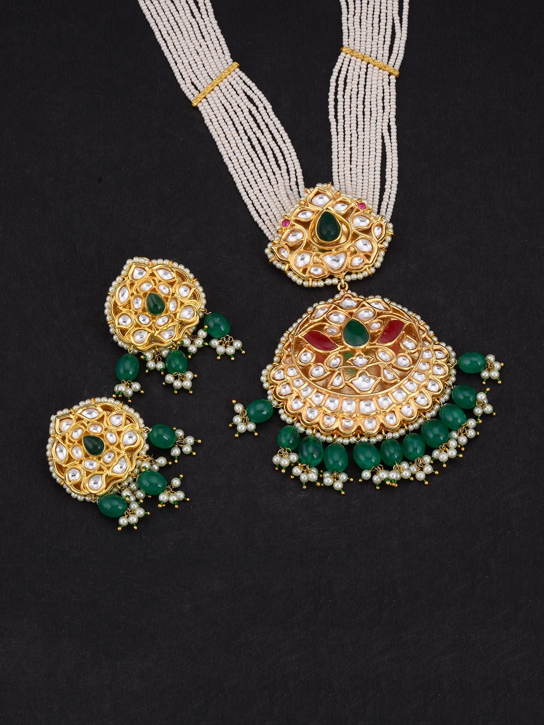 Panna Manak Kundan Polki Designer Necklace Set