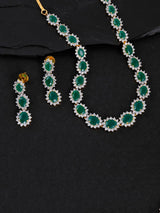 Classic Single Line Colored Stone Necklace Set