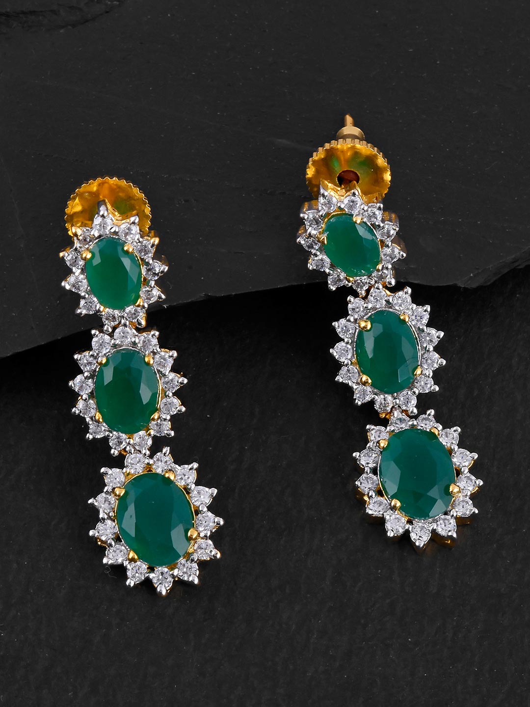 Classic Single Line Colored Stone Necklace Set