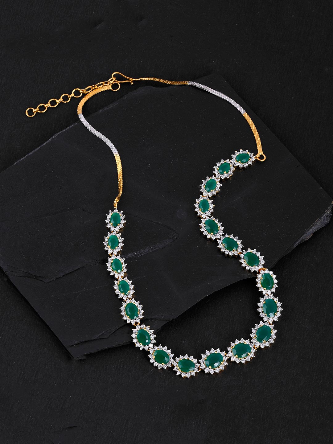 Classic Single Line Colored Stone Necklace Set