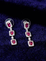 Red Colored Stones Single Stranded Necklace Set