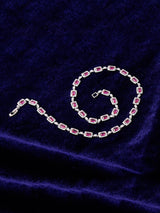 Red Colored Stones Single Stranded Necklace Set