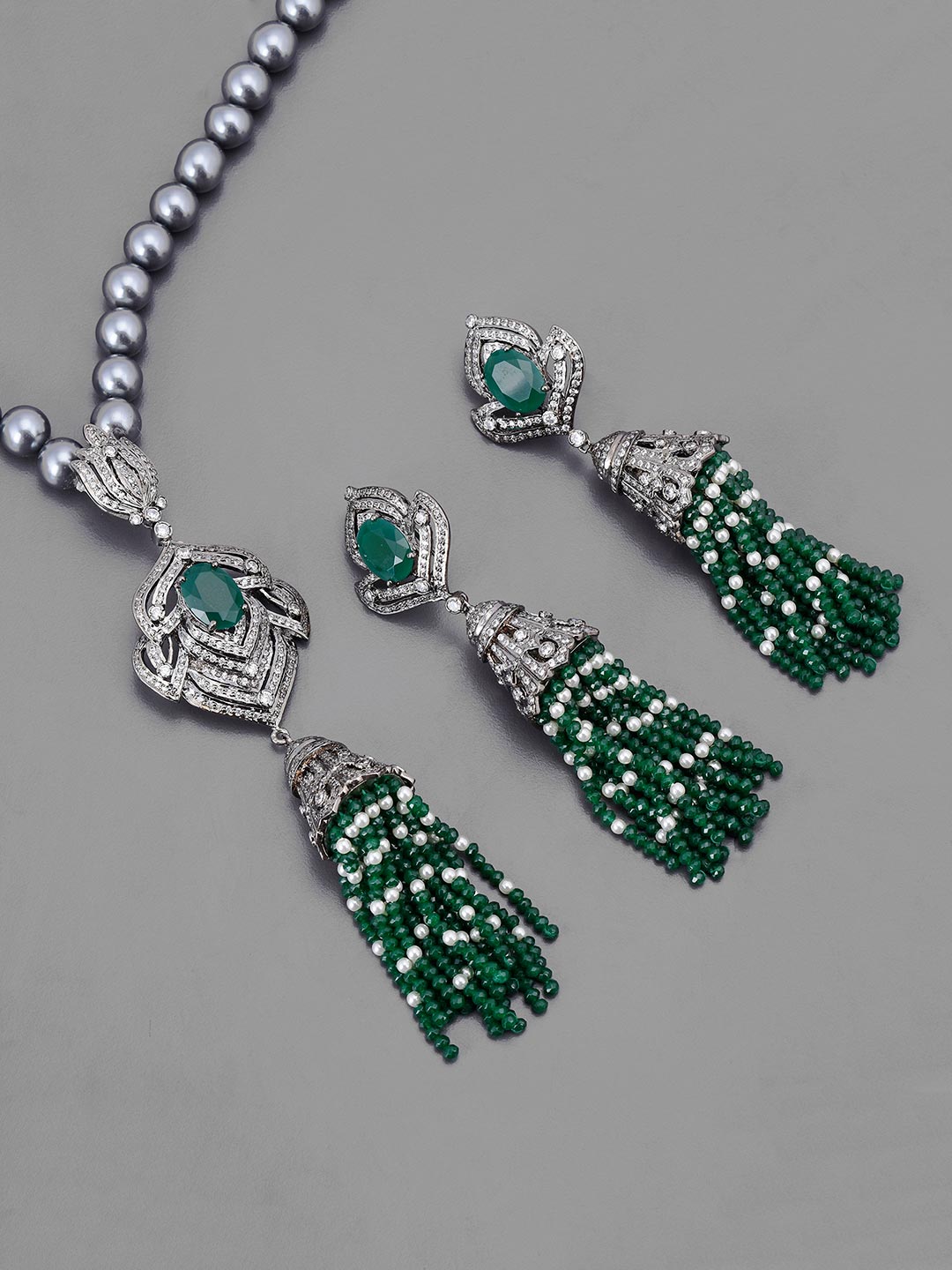 Floral Black Beauty Designer Necklace Set