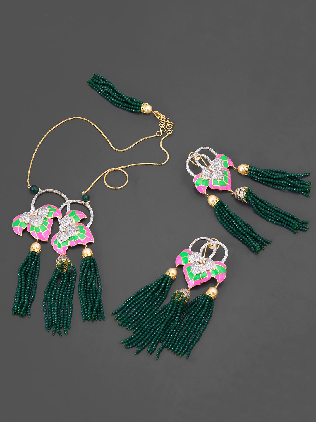Floral Meena Designer Necklace Set