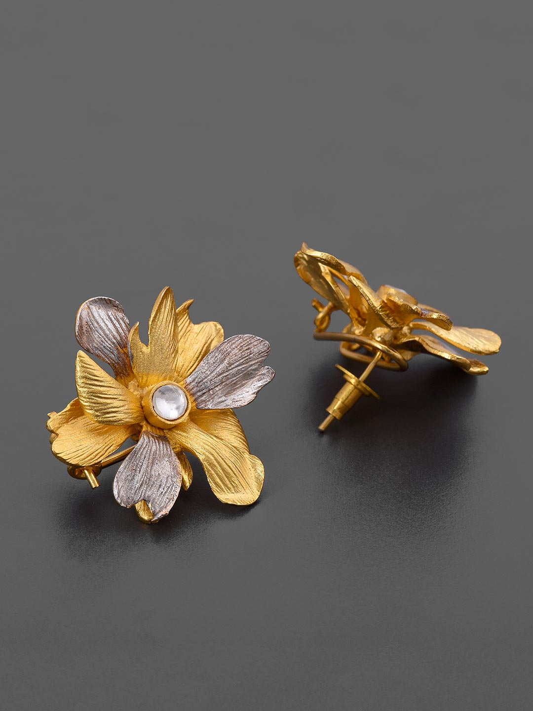 Floral Designer Two Tone Plated Necklace Set