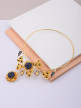 Floral Colored Stone Open Necklace Set
