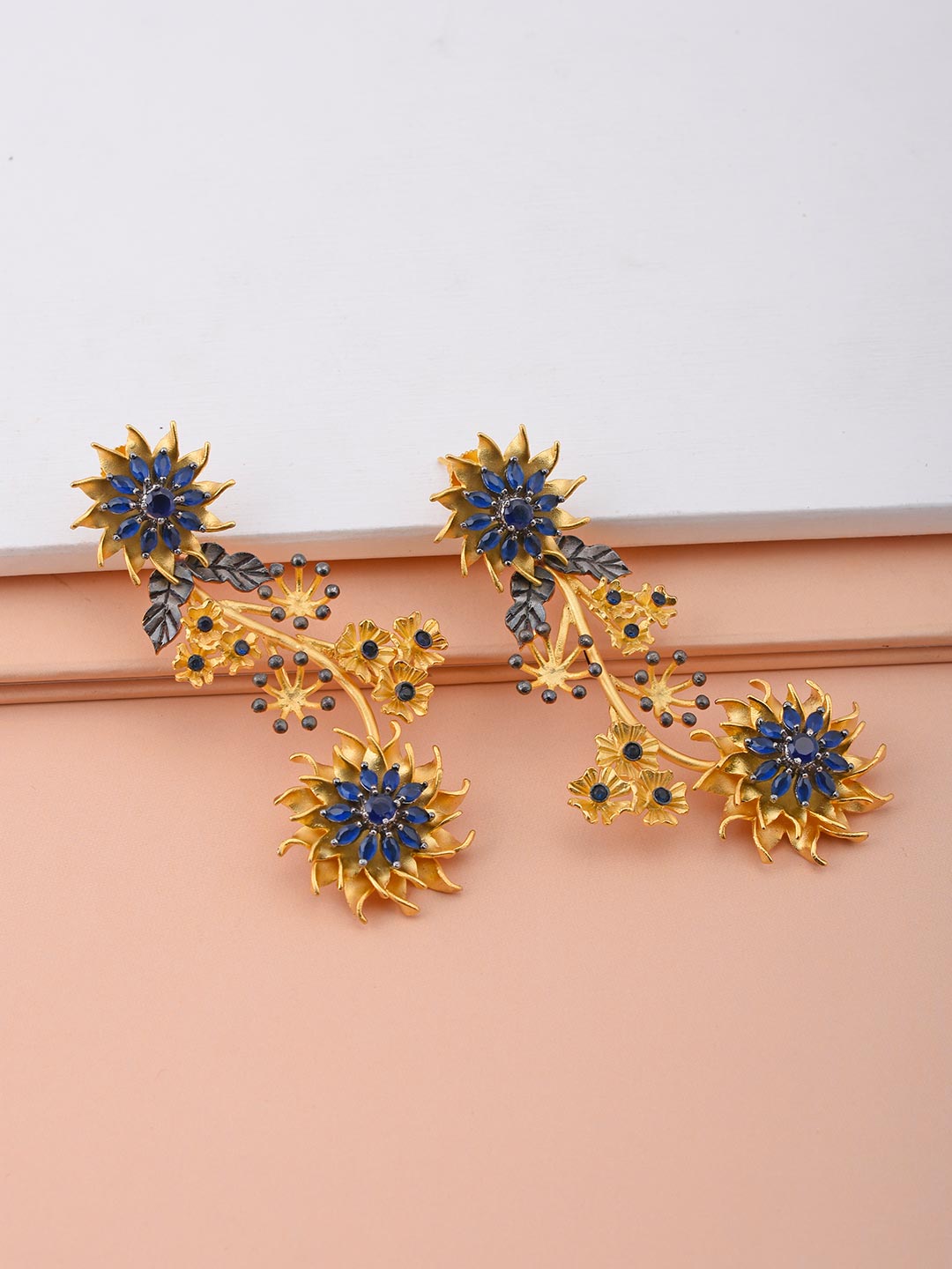 Floral Colored Stone Open Necklace Set