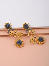 Floral Colored Stone Open Necklace Set