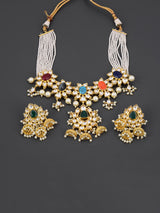 Navratan Designer Kundan Meena Necklace Set