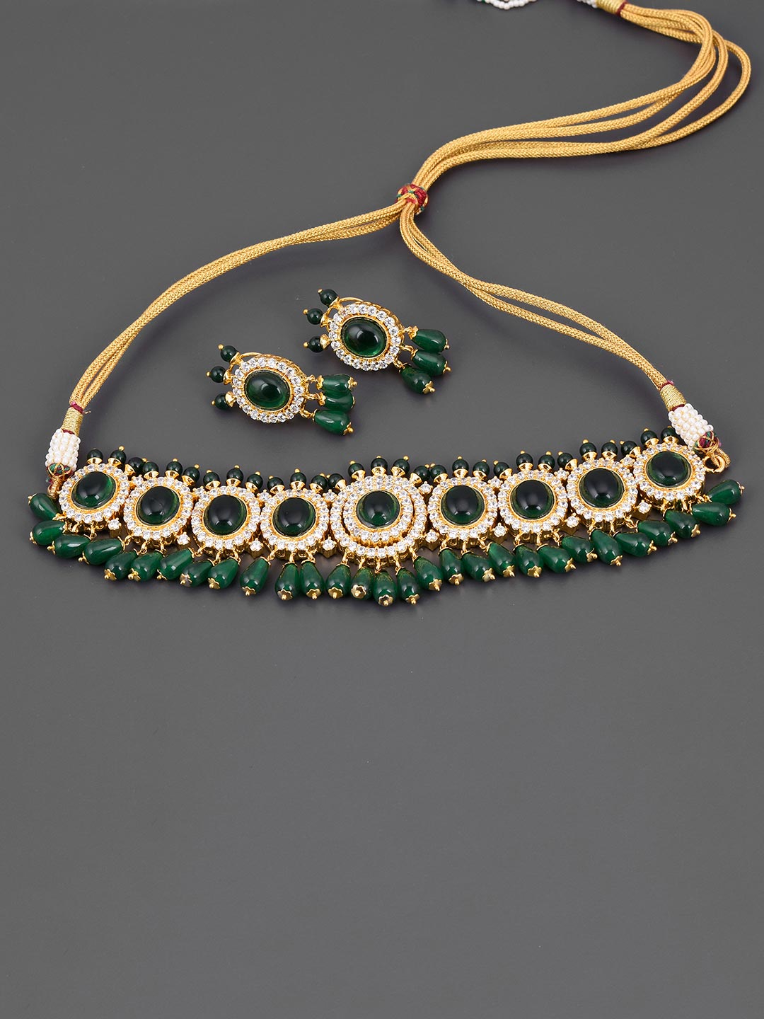 Colored Stone Choker Necklace Set