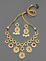 Colored Stones and Green Meena Necklace Set