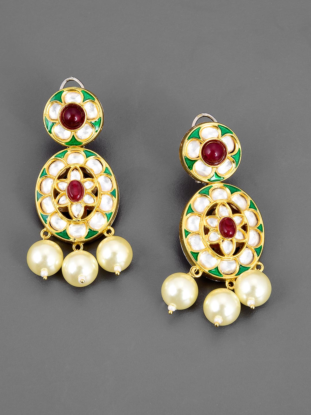 Colored Stones and Green Meena Necklace Set