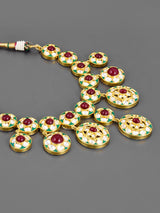 Colored Stones and Green Meena Necklace Set