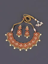 Floral Enamelled Designer Necklace Set