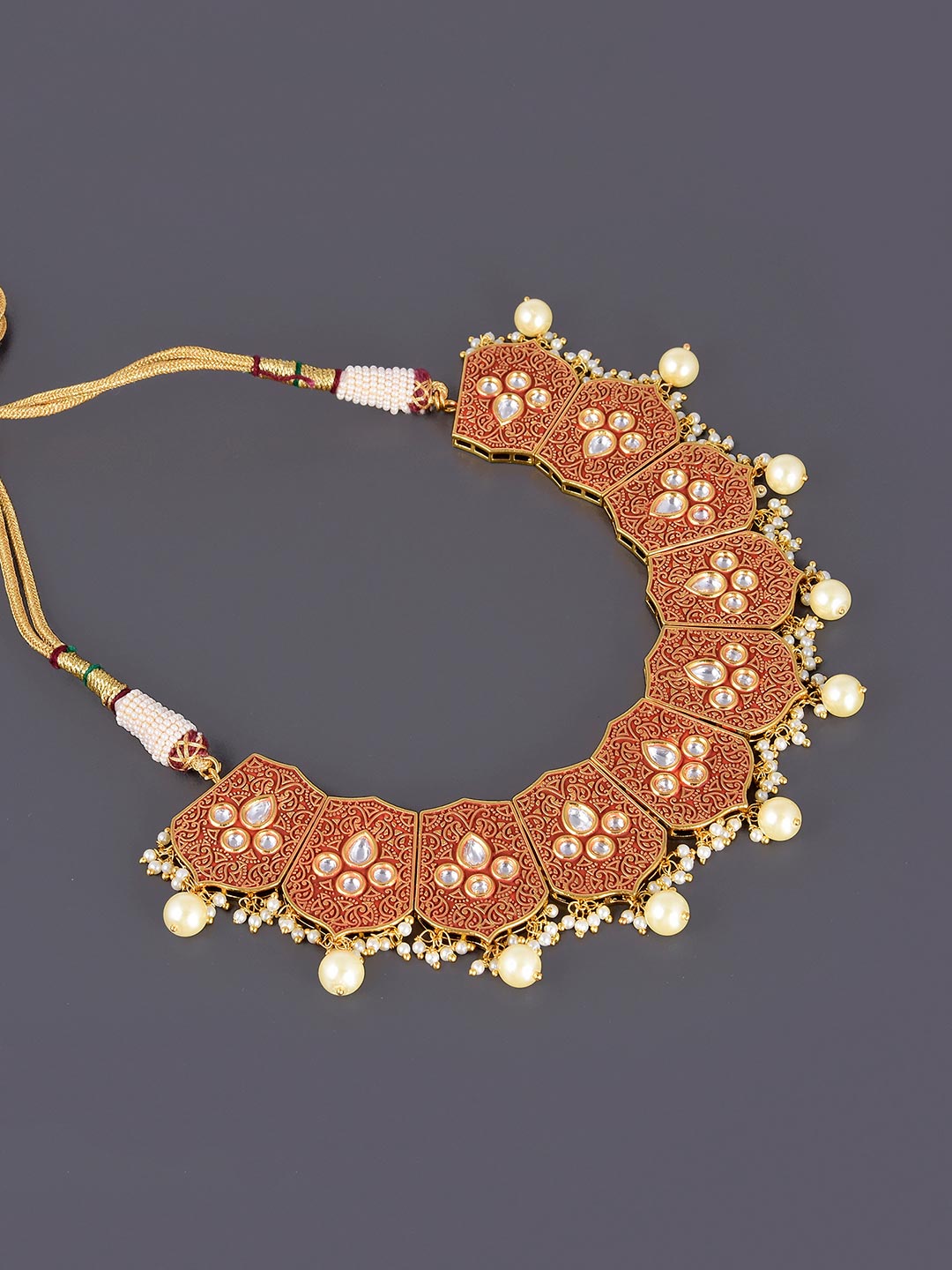 Floral Enamelled Designer Necklace Set