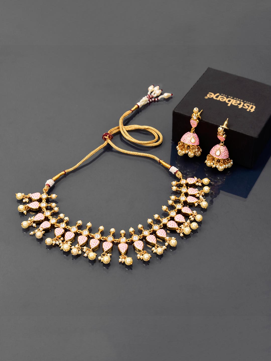 Designer Pearls Enamelled Necklace Set