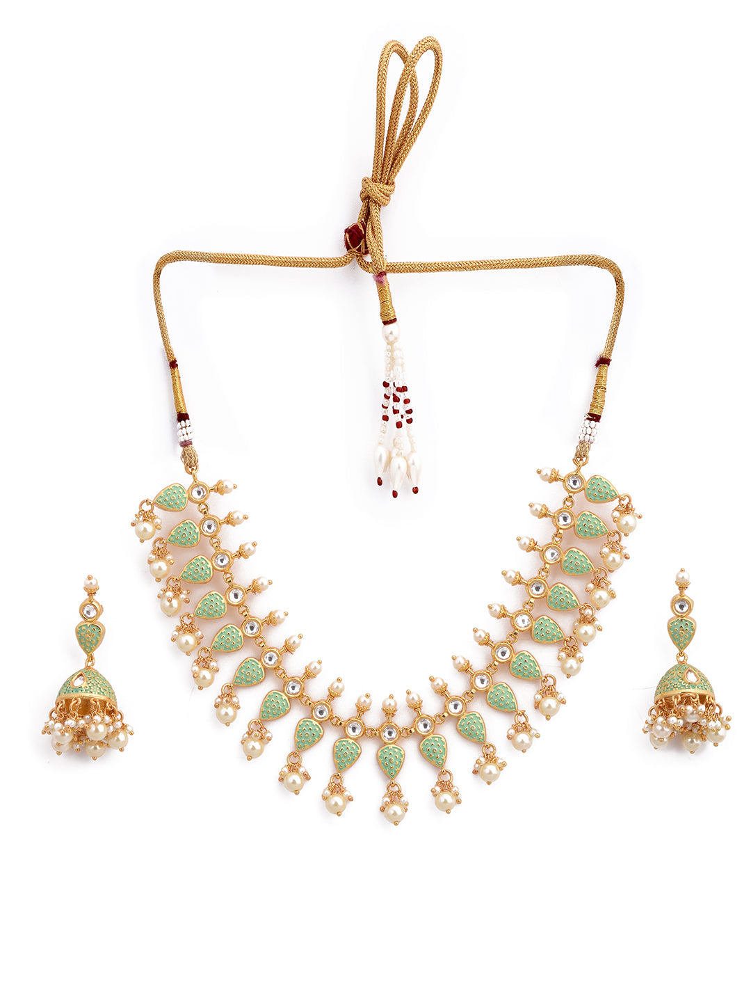 Designer Pearls Enamelled Necklace Set