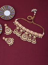 Kundan Polki Enamelled Choker Necklace Set