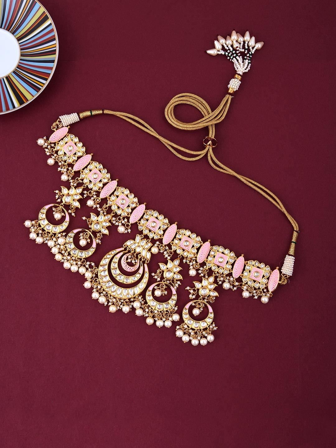 Kundan Polki Enamelled Choker Necklace Set