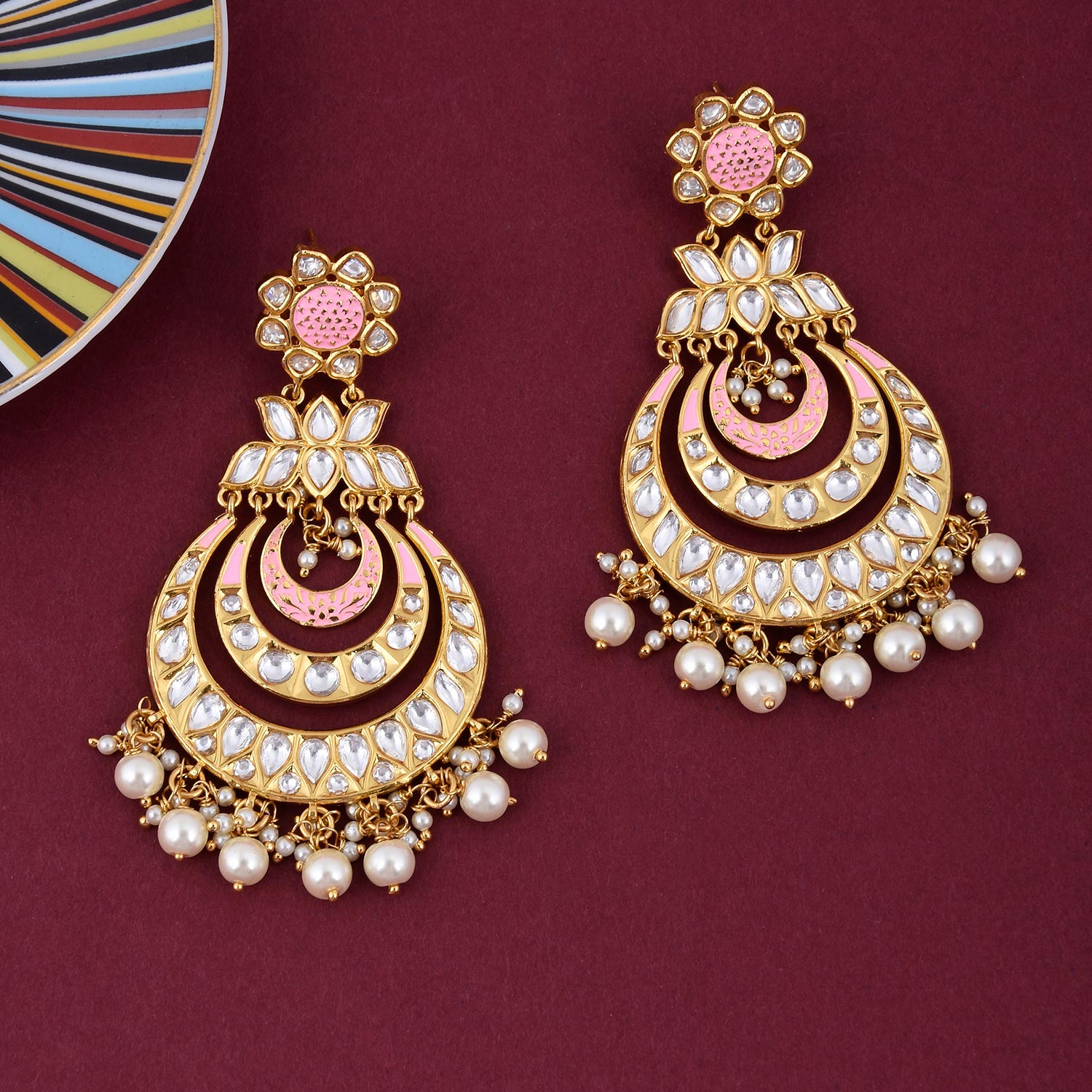 Kundan Polki Enamelled Choker Necklace Set