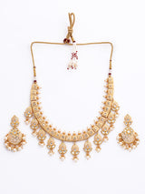 Golden Emboss Designer Enamelled Necklace Set