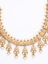 Golden Emboss Designer Enamelled Necklace Set