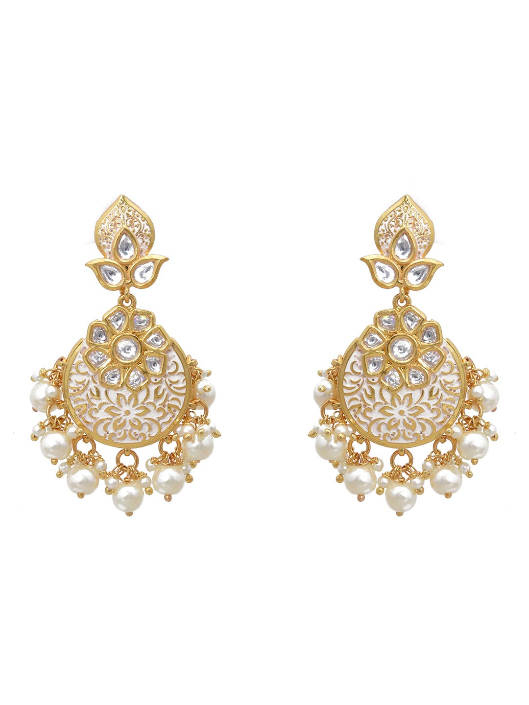 Golden Emboss Designer Enamelled Necklace Set