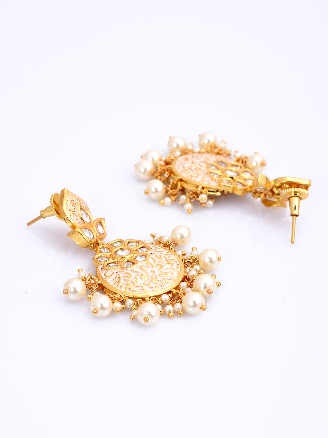 Golden Emboss Designer Enamelled Necklace Set