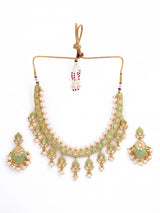 Golden Emboss Designer Enamelled Necklace Set