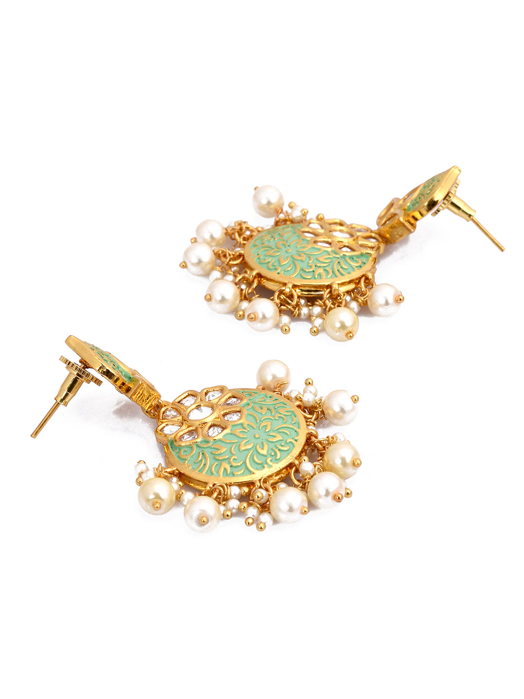 Golden Emboss Designer Enamelled Necklace Set