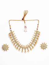 Kundan Polki and Pearls Enamelled Necklace Set