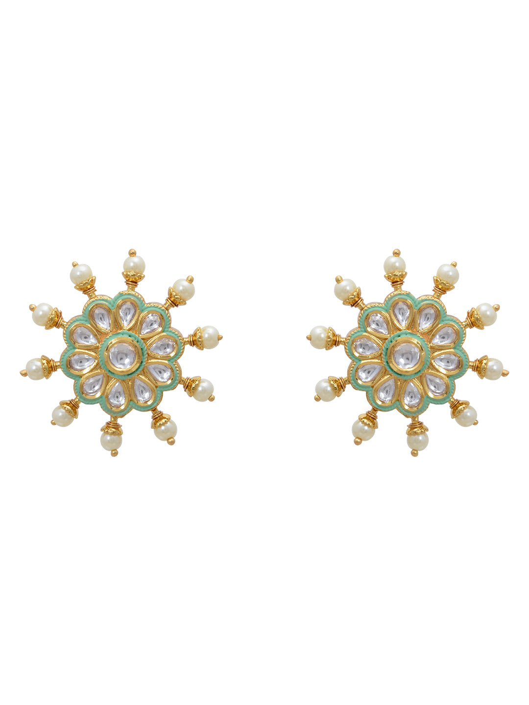 Kundan Polki and Pearls Enamelled Necklace Set