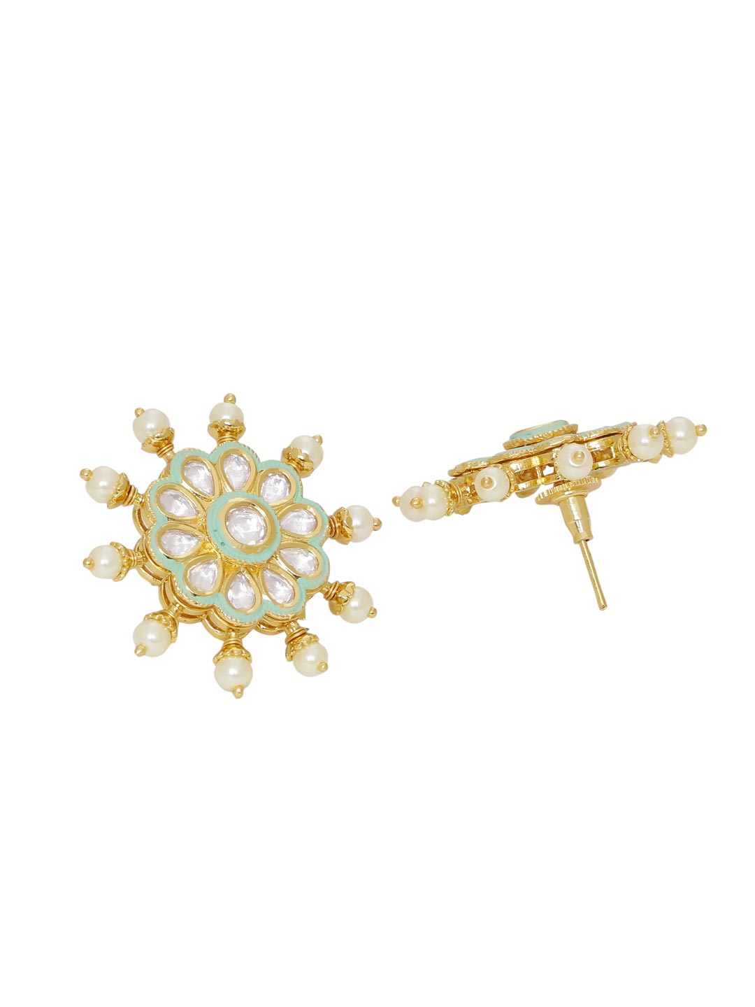 Kundan Polki and Pearls Enamelled Necklace Set