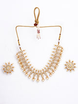 Kundan Polki and Pearls Enamelled Necklace Set