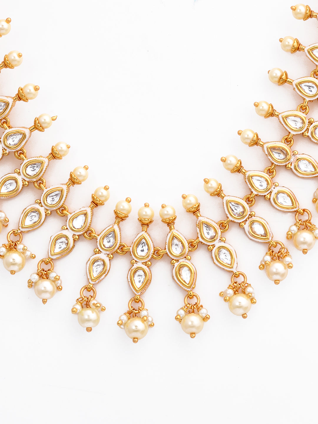 Kundan Polki and Pearls Enamelled Necklace Set