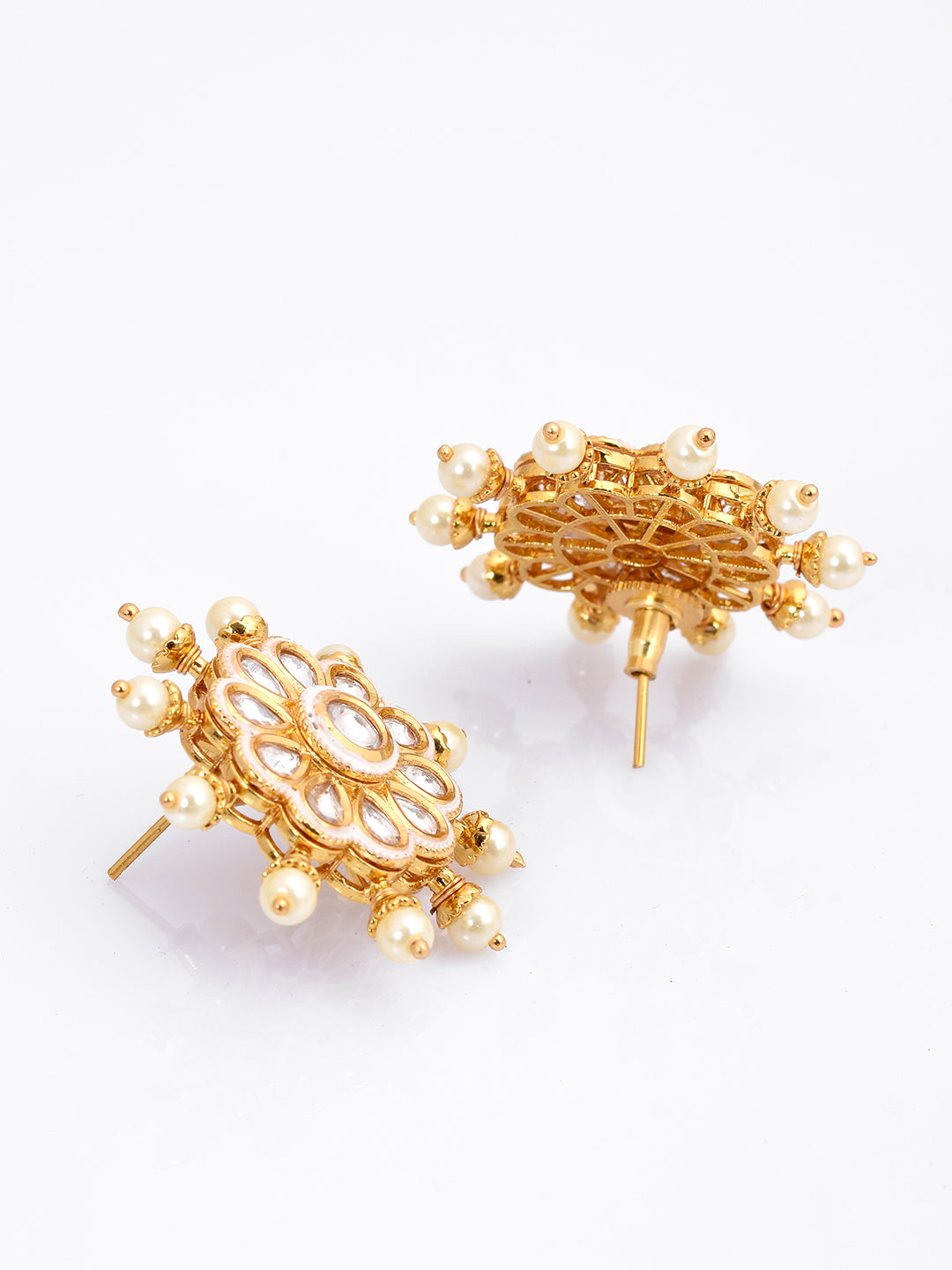 Kundan Polki and Pearls Enamelled Necklace Set