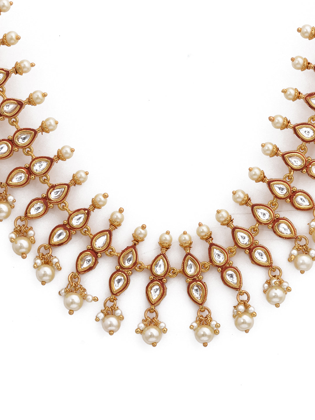 Kundan Polki and Pearls Enamelled Necklace Set