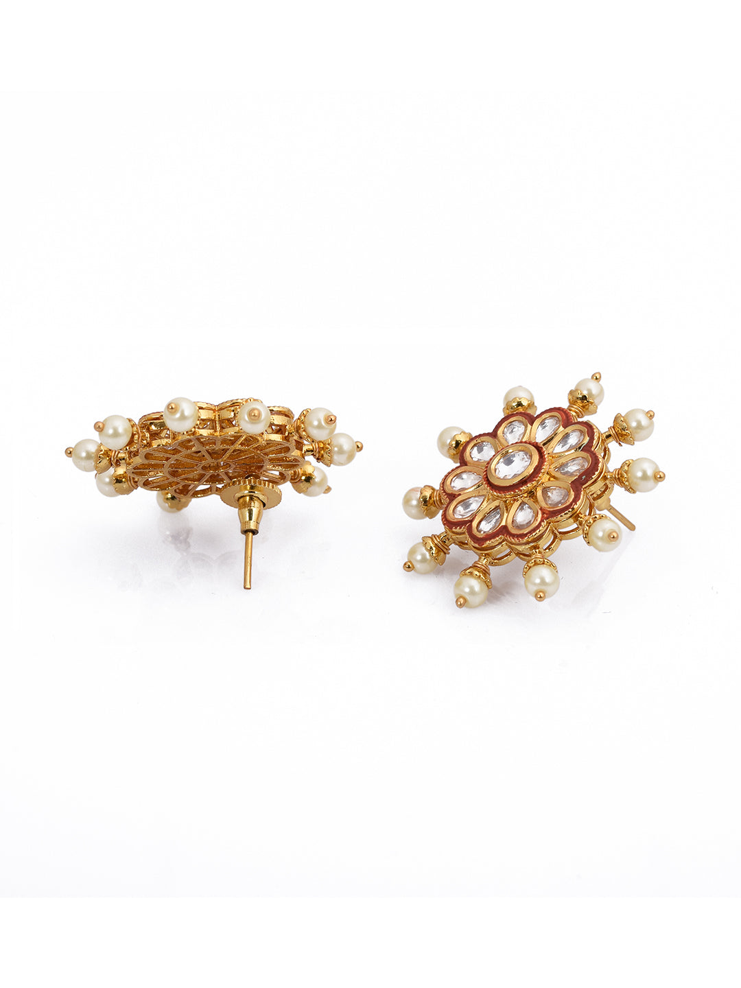 Kundan Polki and Pearls Enamelled Necklace Set