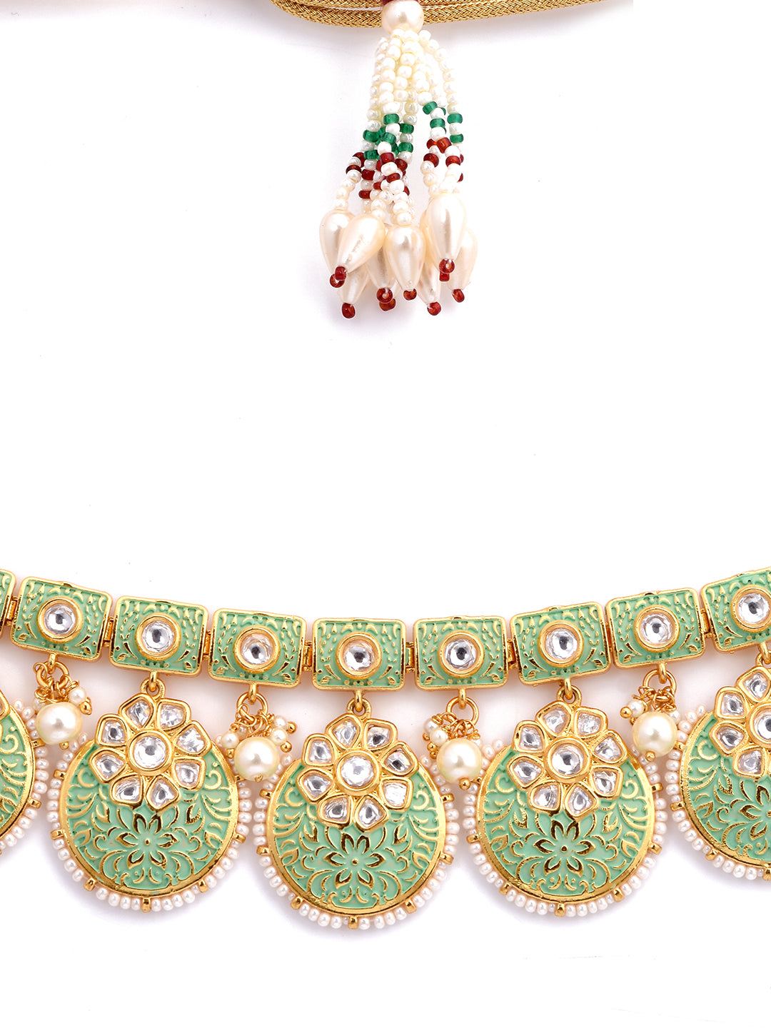 Designer Pearls Enamelled Necklace Set