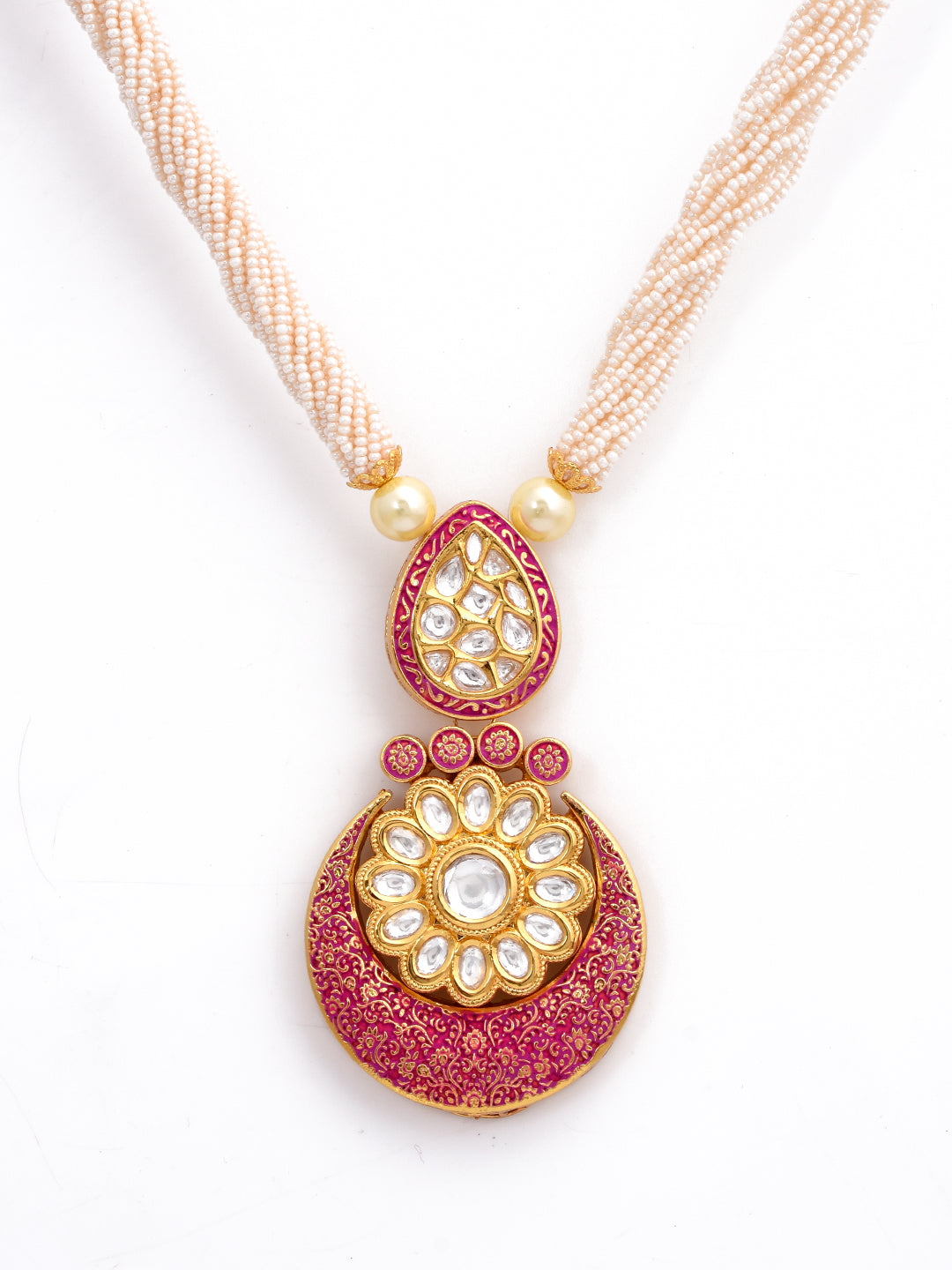 Traditional Polki and Enamelled Pearls Necklace Set