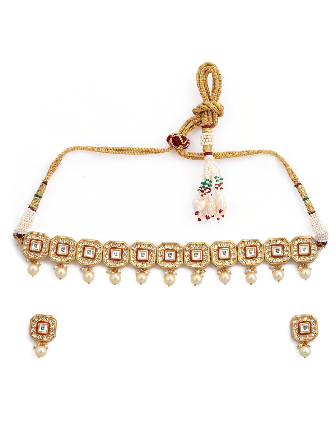 Classic Enamelled Polki Choker Necklace Set