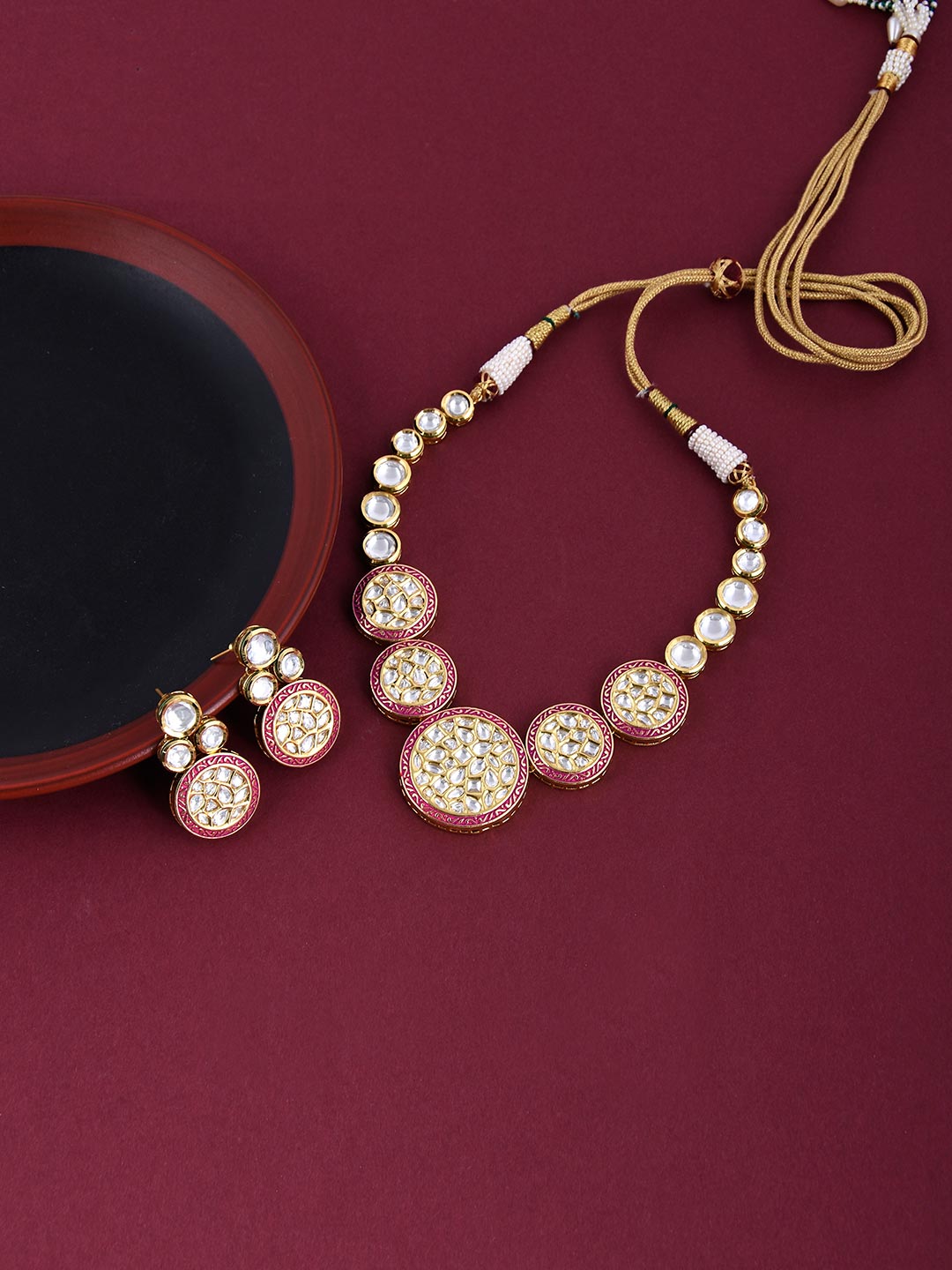 Polki Cluster Round Designer Necklace Set