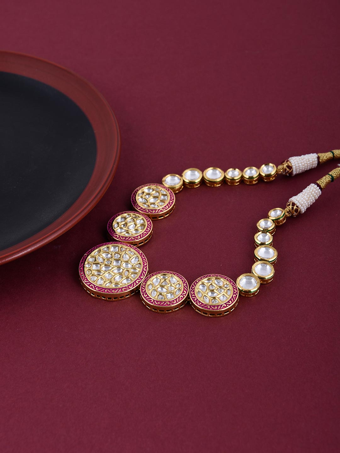 Polki Cluster Round Designer Necklace Set